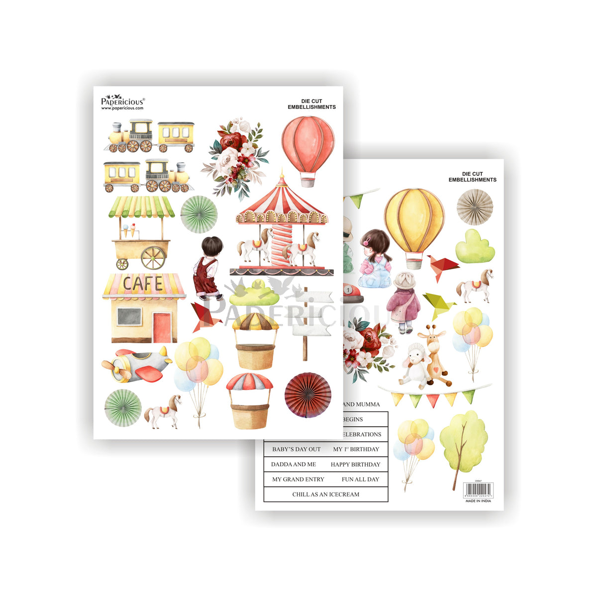 Papericious - Baby's Day out -  Motif Bundle - 2 sheets - A4