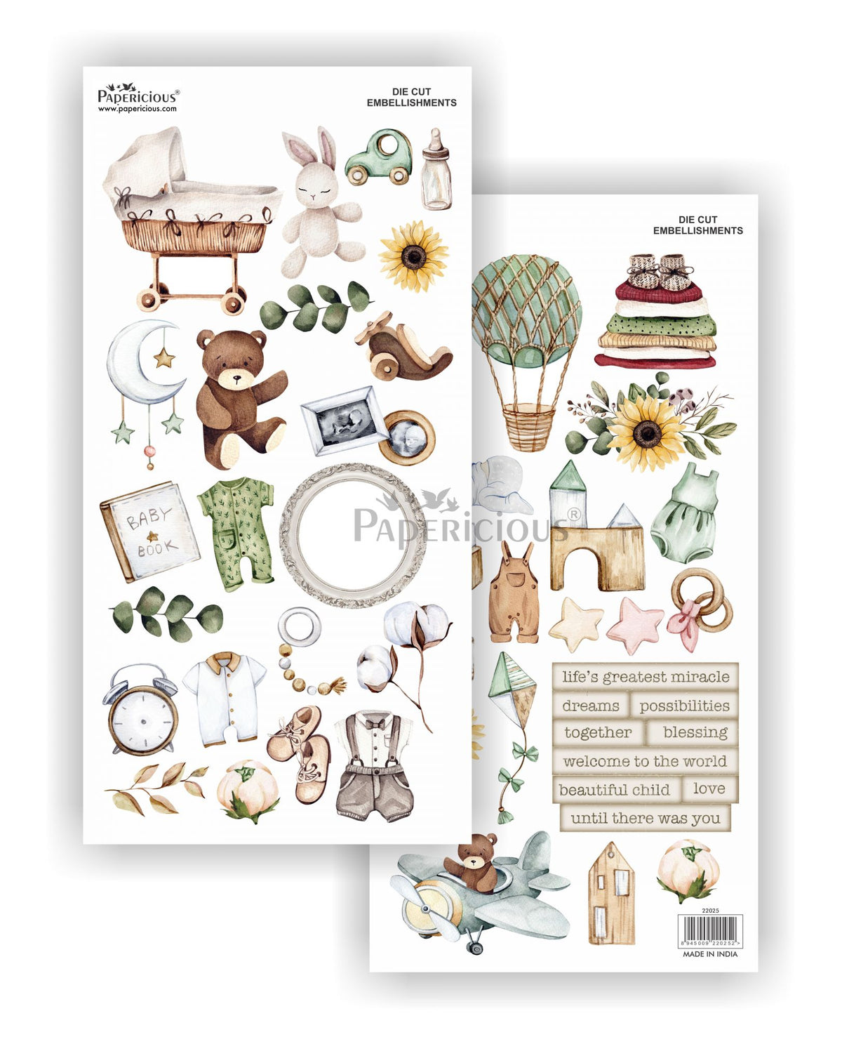 Papericious - Peekaboo -  Die Cut Embellishments - Motif Sheet